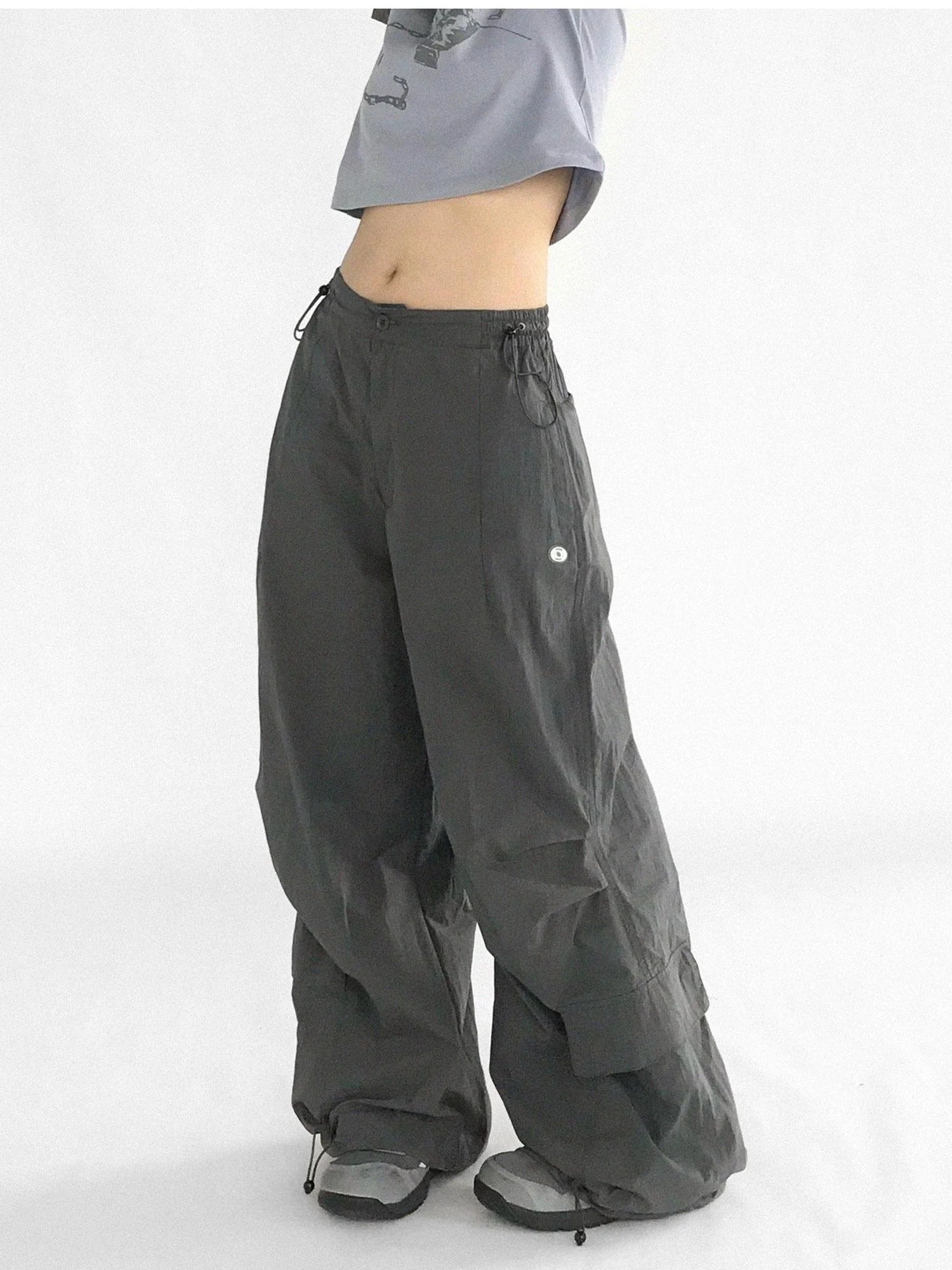 Ballistic Parachute Cargo Pants With Drop Crotch Design