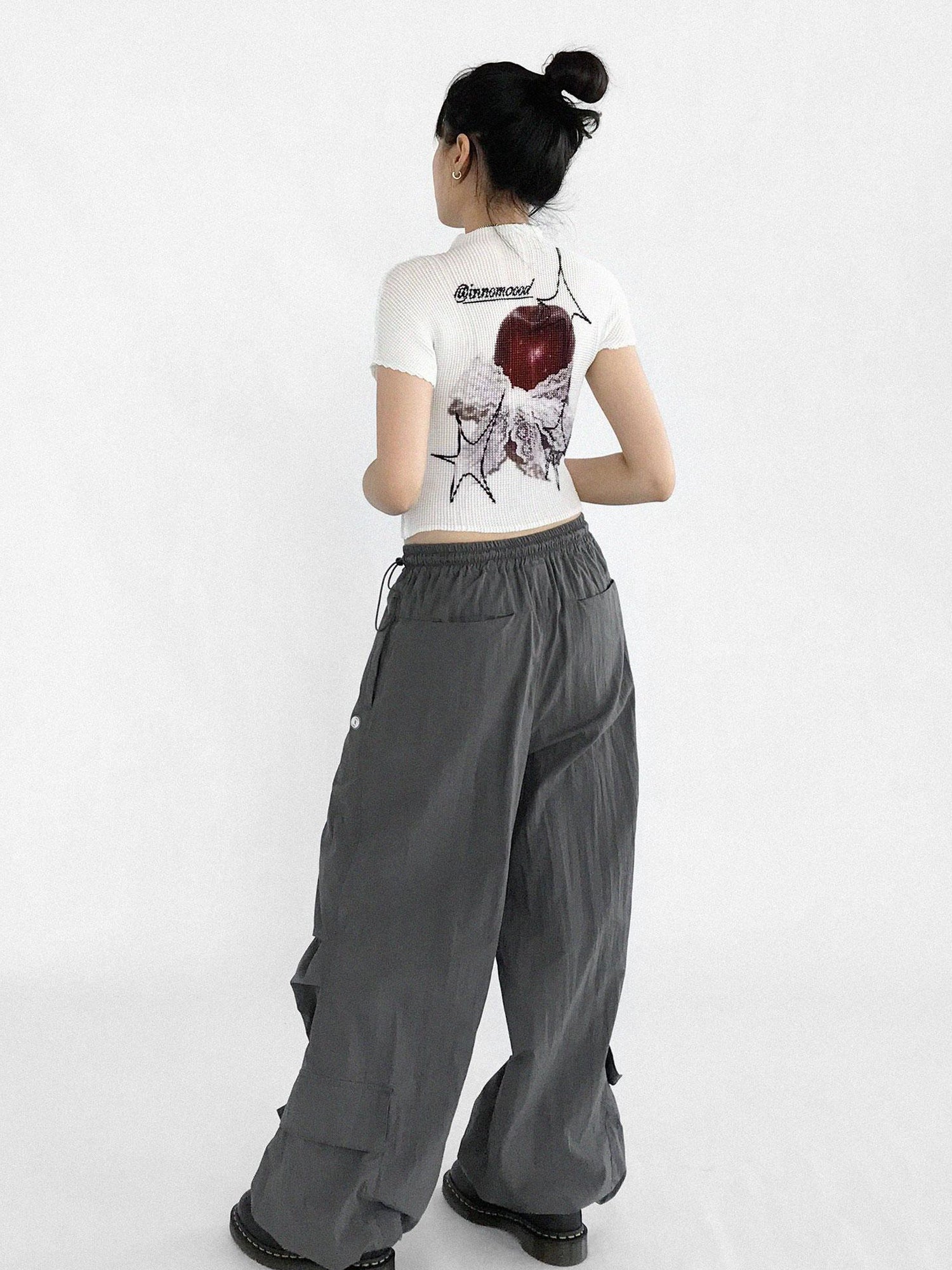 innomoood Ballistic Parachute Cargo Pants With Drop Crotch Design