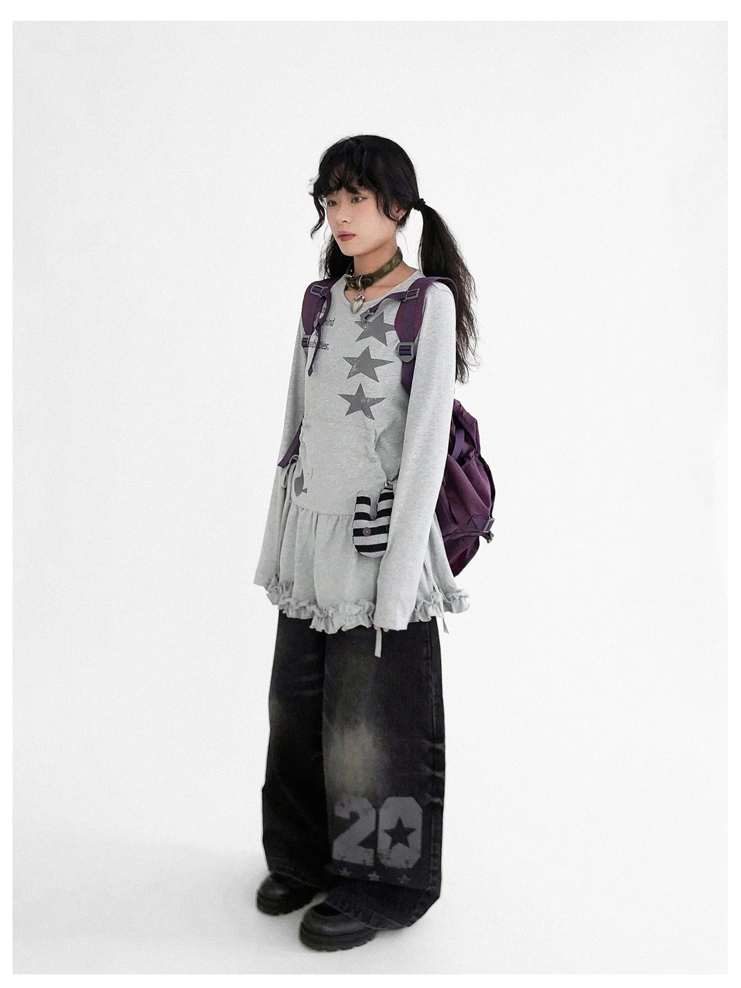 Blackberry Ruffle Print Drawstring Mini Dress