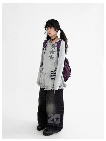 Blackberry Ruffle Print Drawstring Mini Dress