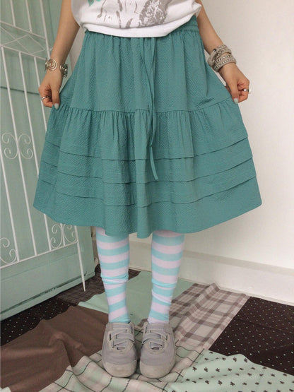 innomoood Bubble Texture Ruched Drawstring Elastic Waist Women&