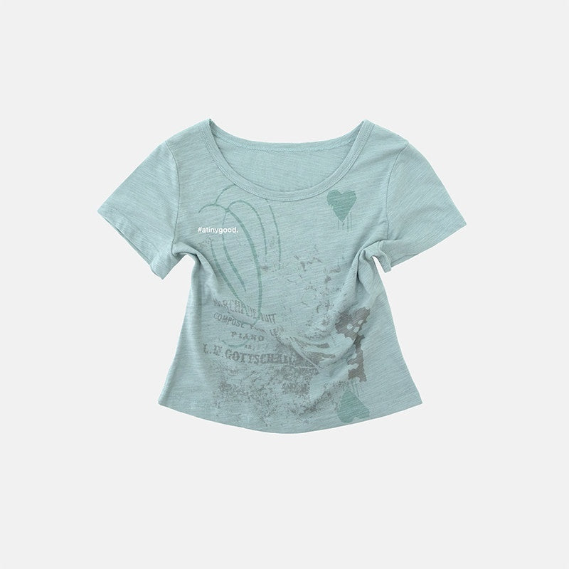 innomoood Castle Print Vintage Slim Short Women&