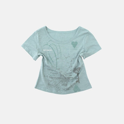 innomoood Castle Print Vintage Slim Short Women&