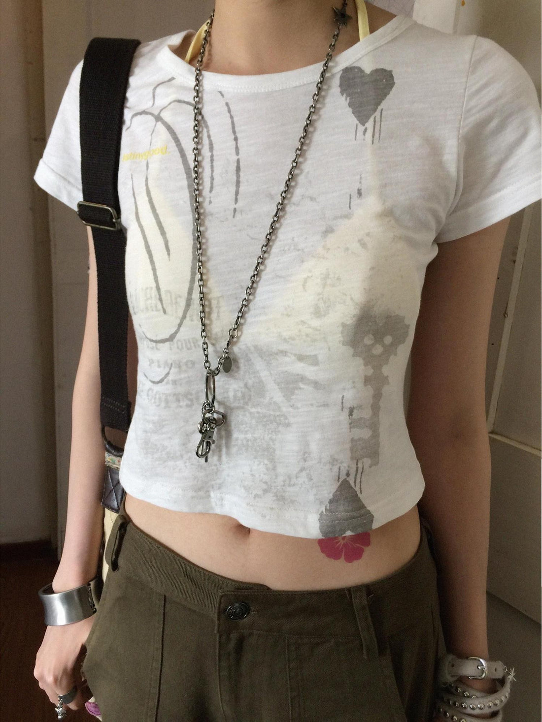 innomoood Castle Print Vintage Slim Short Women&