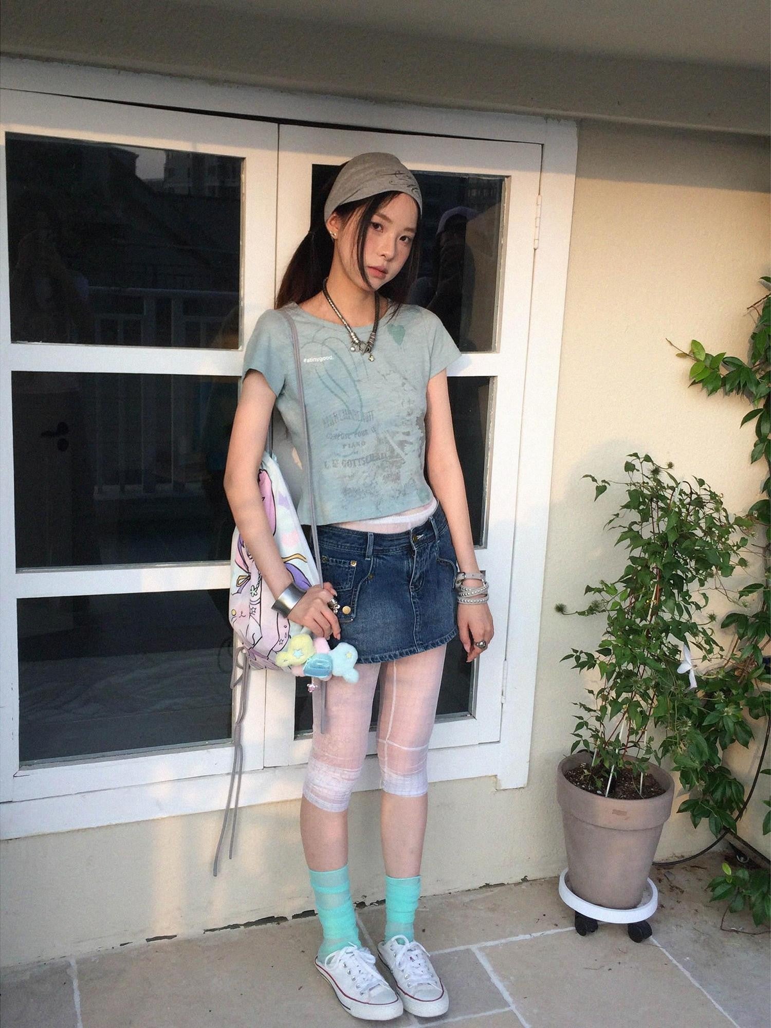 innomoood Castle Print Vintage Slim Short Women&