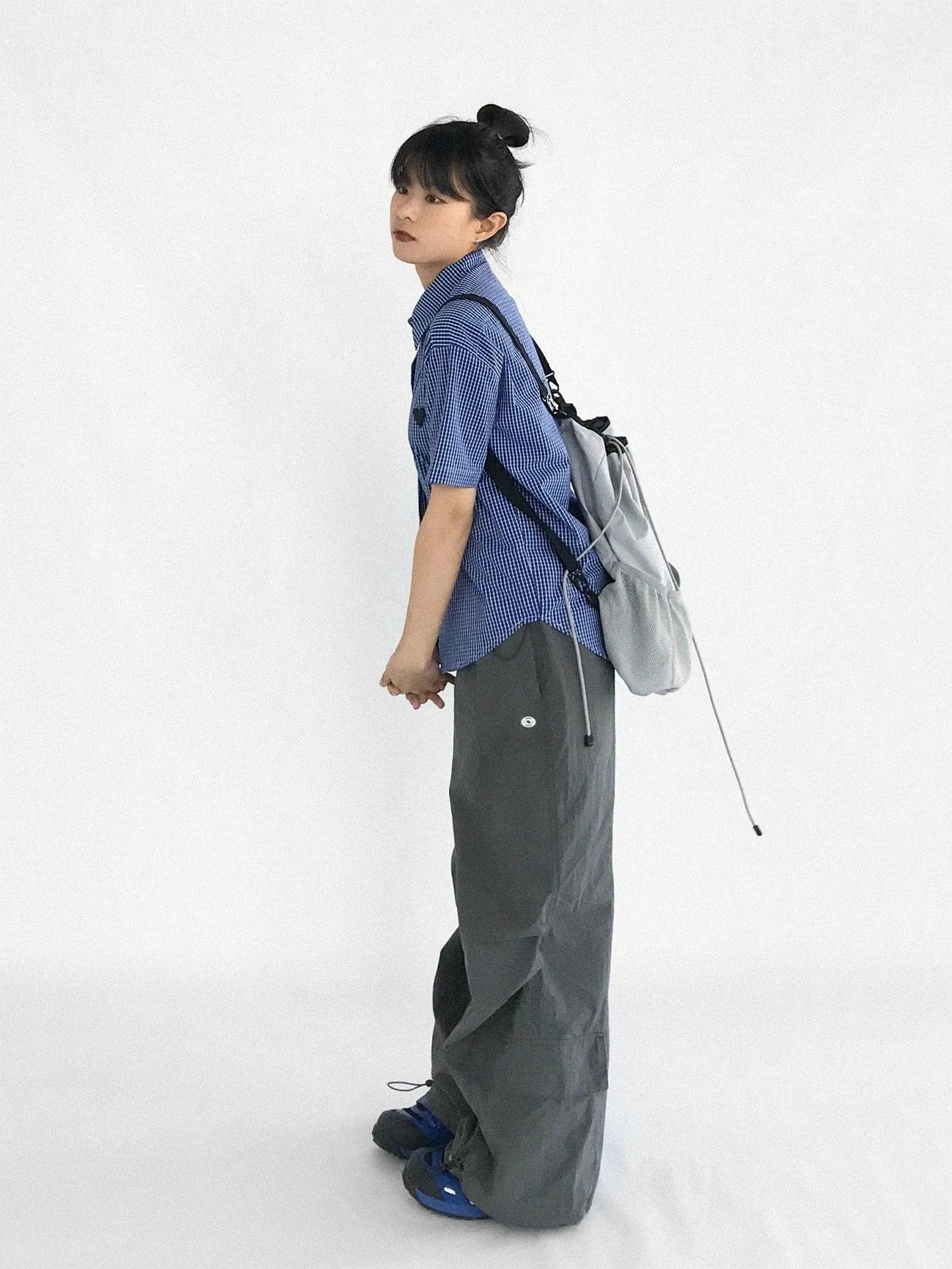 Classic Blue White Checked Slim Fit Short Sleeve Shirt