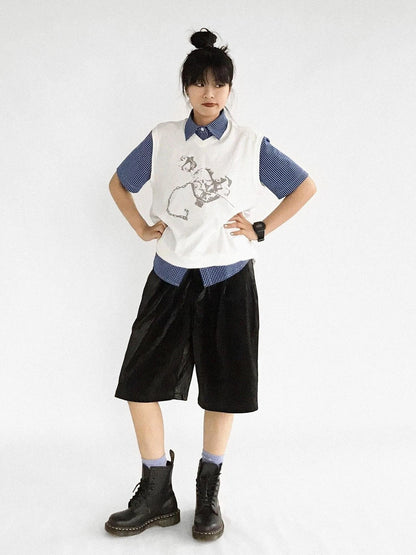 Classic Blue White Checked Slim Fit Short Sleeve Shirt