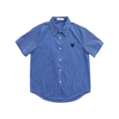 innomoood_Classic_Blue_White_Checked_Slim_Fit_Short_Sleeve_Shirt_MISSTT