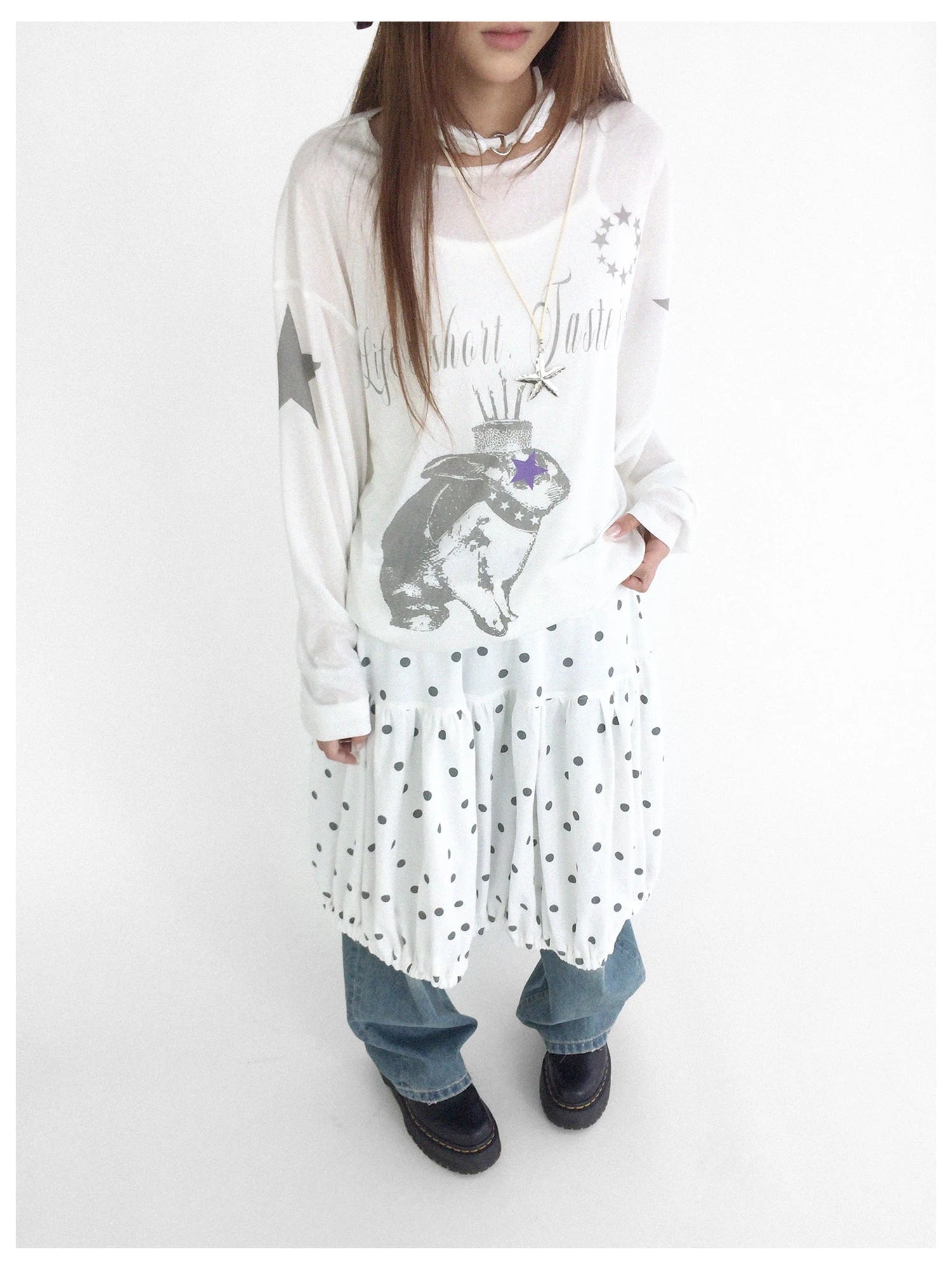 Coconut Bobble Dot Knitted Bloom Skirt