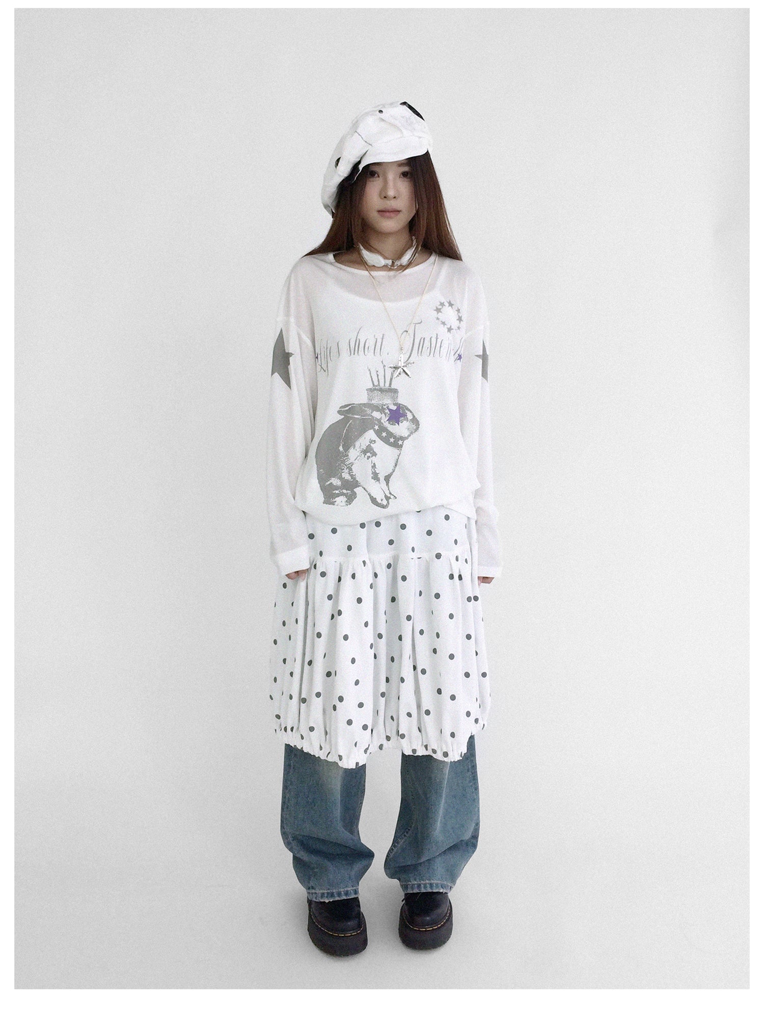 innomoood Coconut Bobble Dot Knitted Bloom Skirt