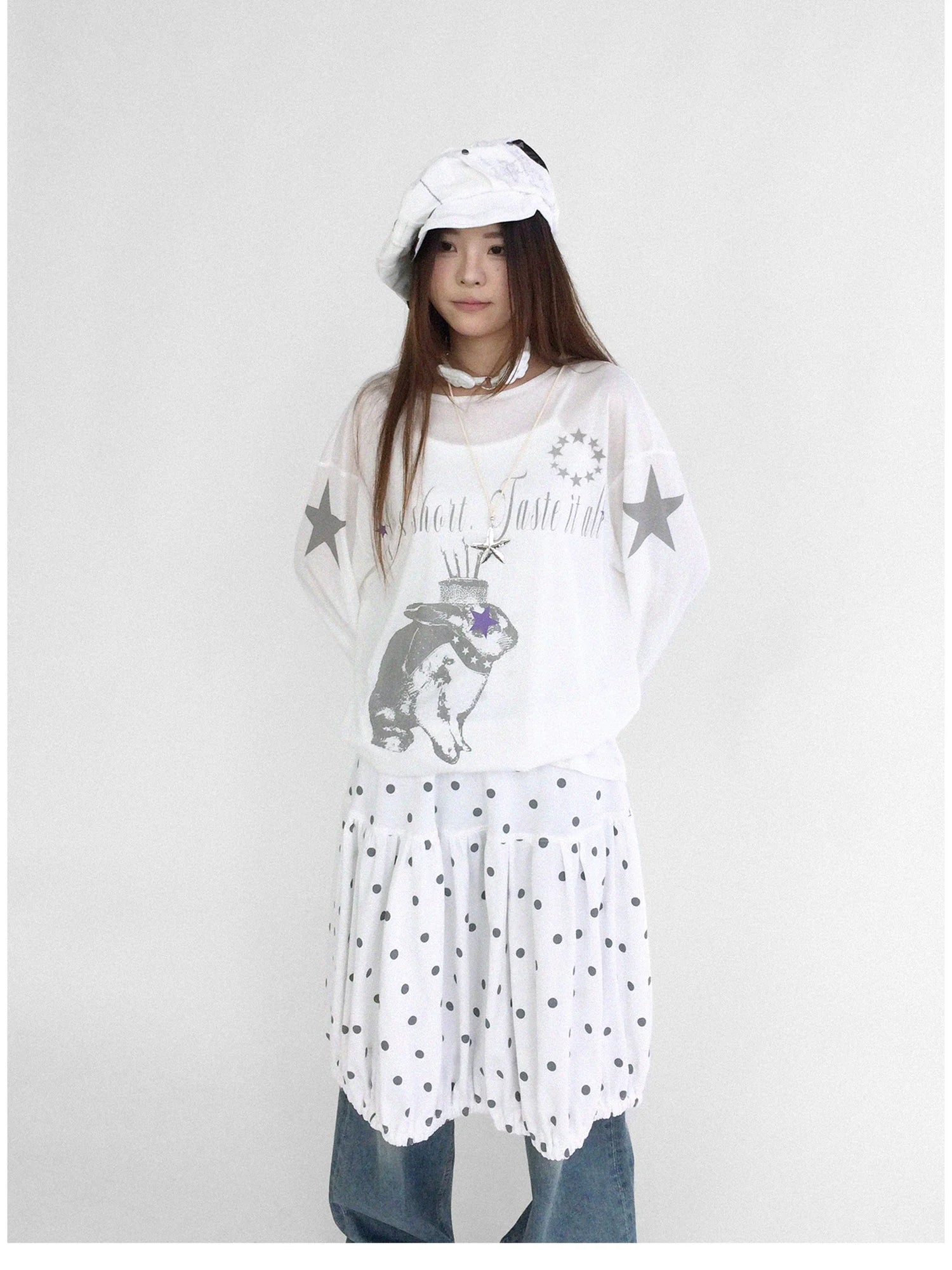 Coconut Bobble Dot Knitted Bloom Skirt