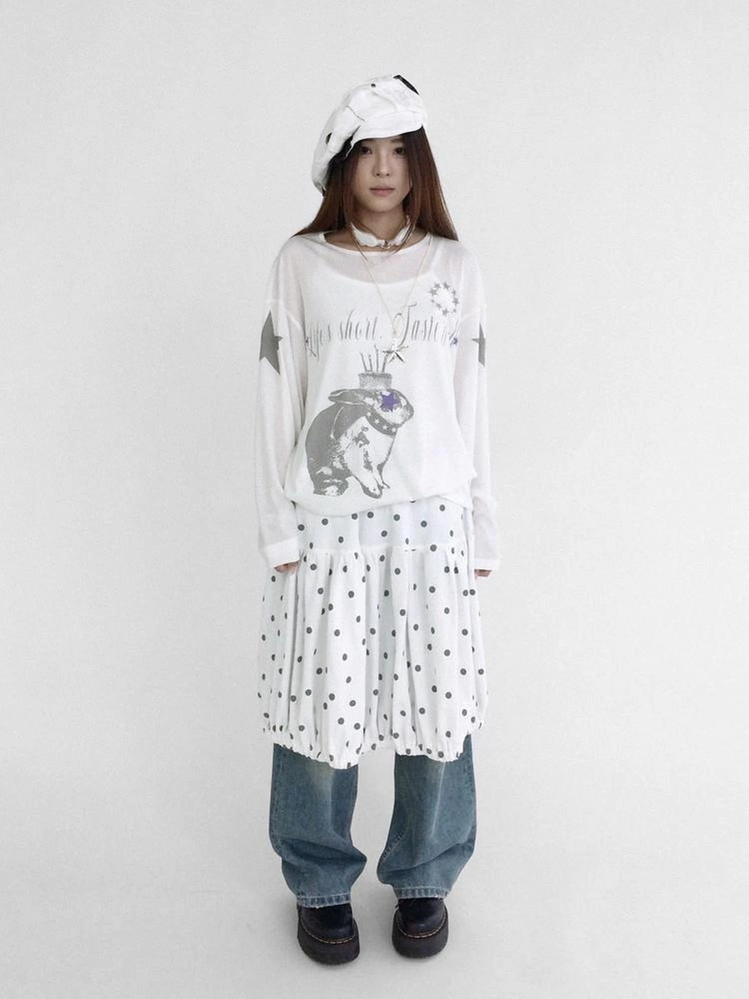 Coconut Bobble Dot Knitted Bloom Skirt