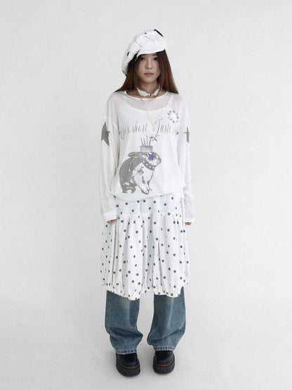 Coconut Bobble Dot Knitted Bloom Skirt