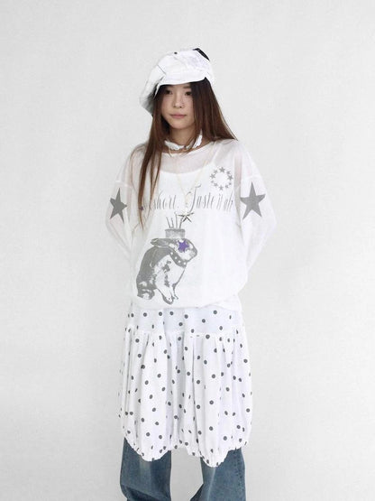 Coconut Bobble Dot Knitted Bloom Skirt