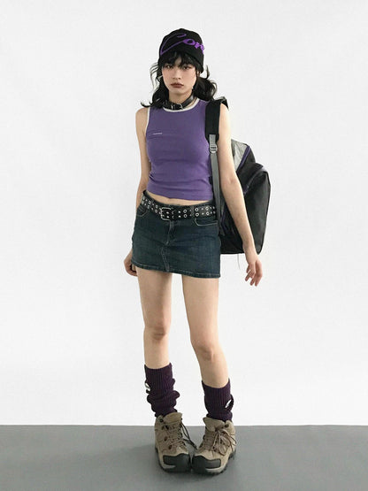 innomoood Color Block Stretch Sleeveless Vest Y2K Retro Fit