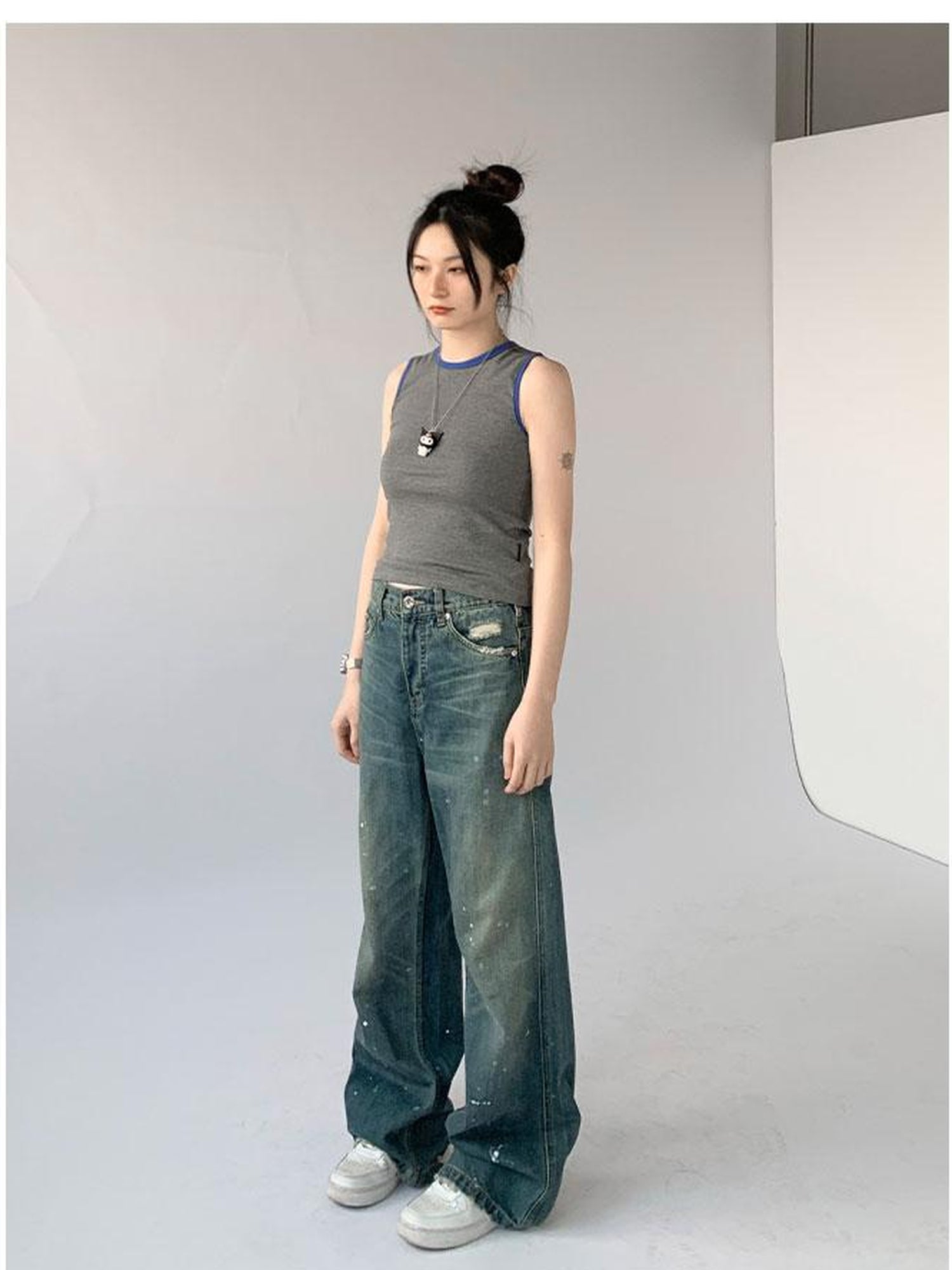 innomoood Color Block Stretch Sleeveless Vest Y2K Retro Fit