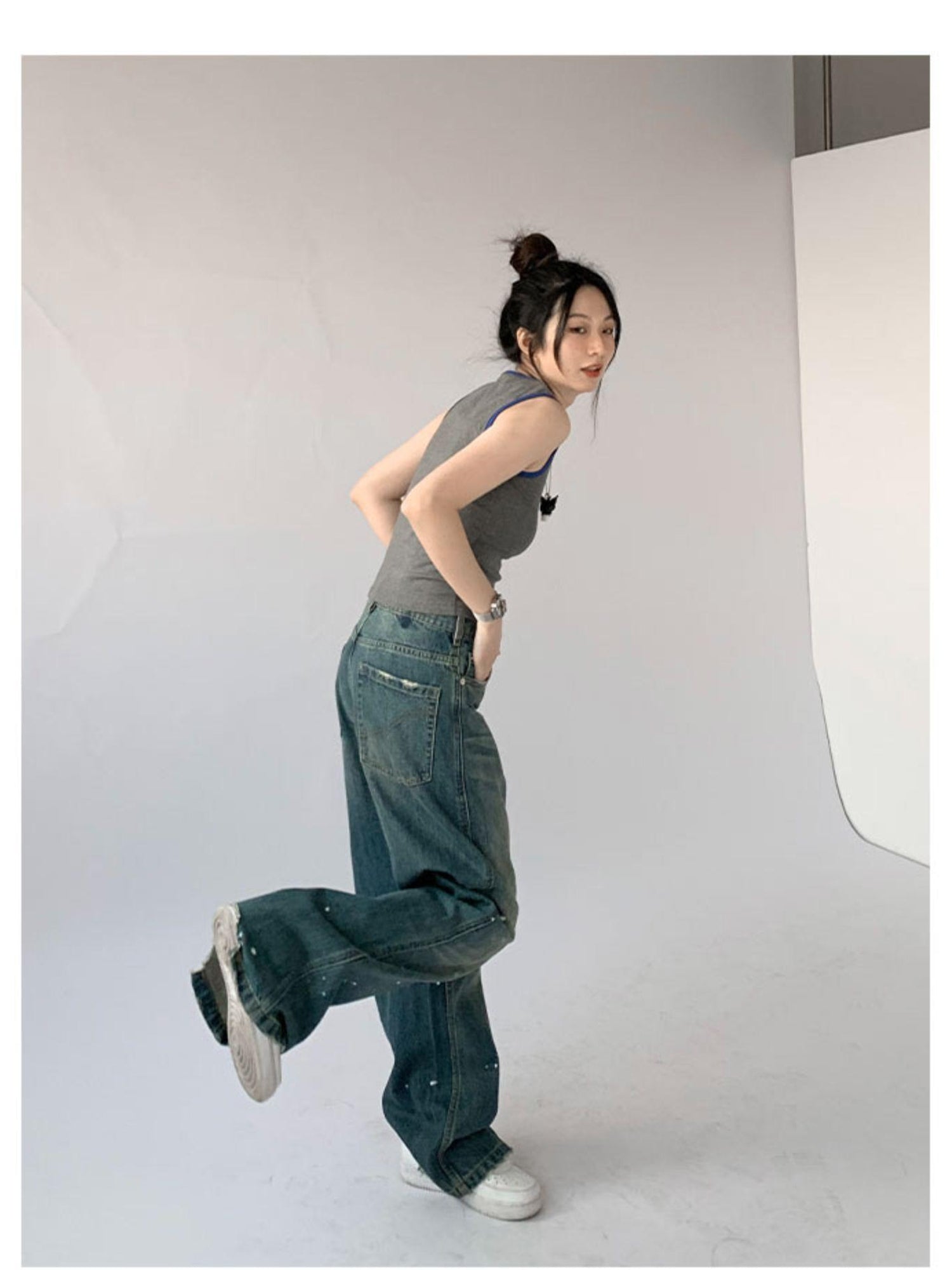 innomoood Color Block Stretch Sleeveless Vest Y2K Retro Fit