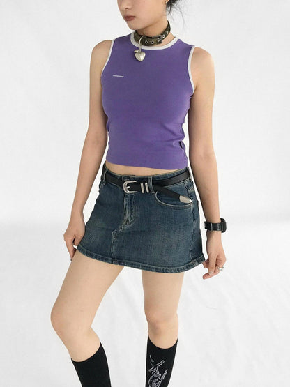 innomoood Color Block Stretch Sleeveless Vest Y2K Retro Fit