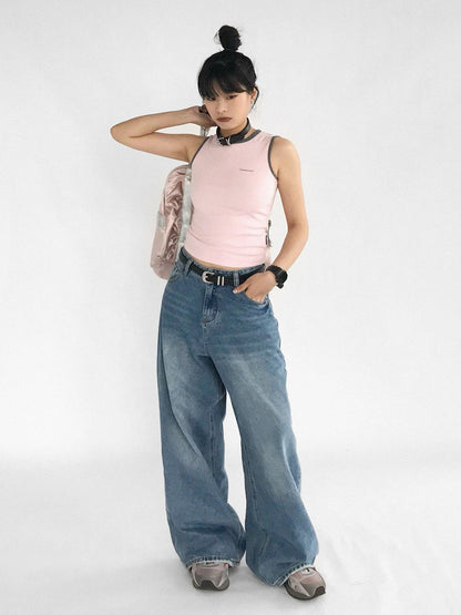 innomoood Color Block Stretch Sleeveless Vest Y2K Retro Fit