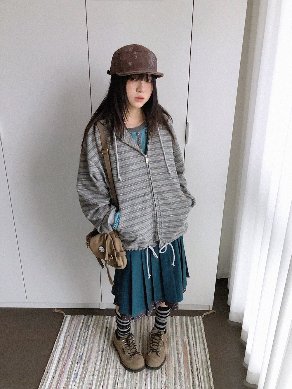 innomoood Color Block Striped Loose Fit Cotton Blend Women&
