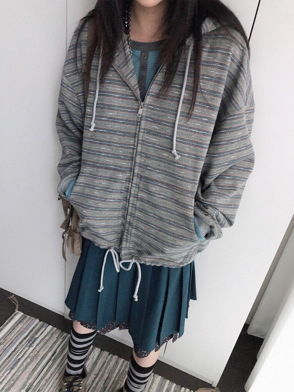 innomoood Color Block Striped Loose Fit Cotton Blend Women&