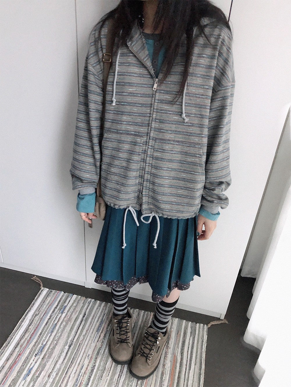 innomoood Color Block Striped Loose Fit Cotton Blend Women&