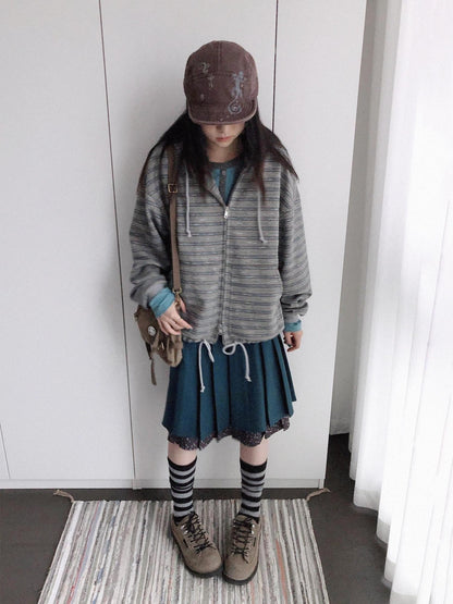 innomoood Color Block Striped Loose Fit Cotton Blend Women&
