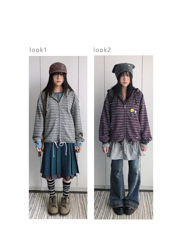innomoood Color Block Striped Loose Fit Cotton Blend Women&