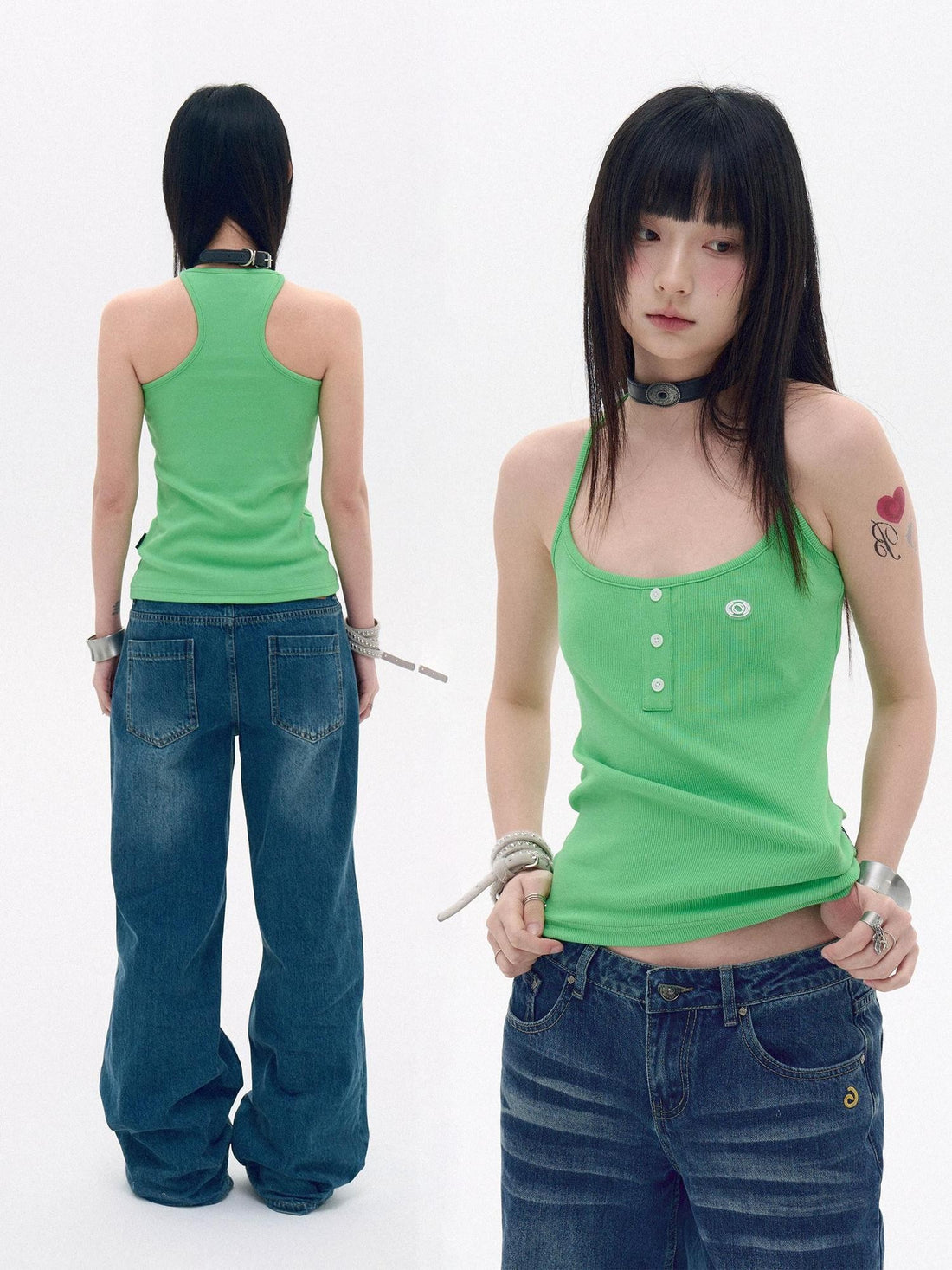 innomoood Colorful Logo Racerback Tight Stretch Side Coverage Women&