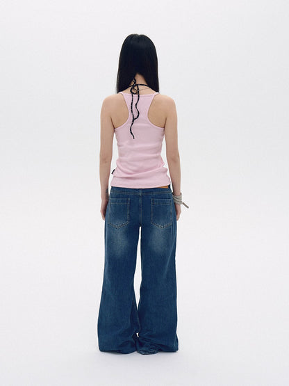 innomoood Colorful Logo Racerback Tight Stretch Side Coverage Women&
