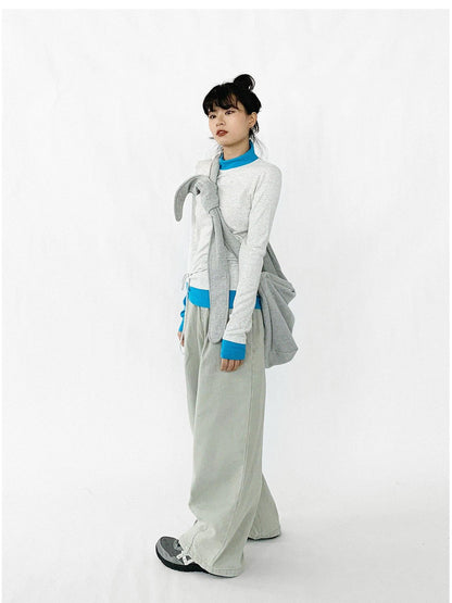 innomoood Contrast Trim Mock Neck Knit Base Layer