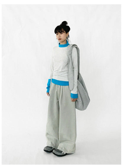 innomoood Contrast Trim Mock Neck Knit Base Layer