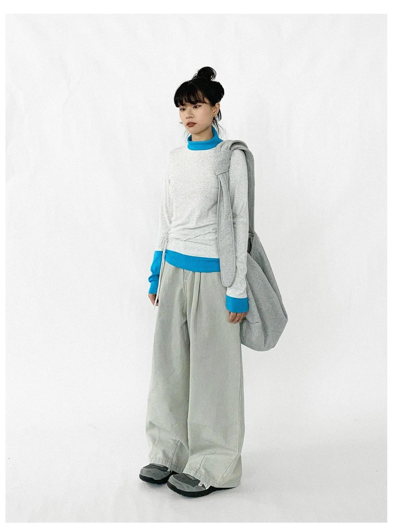 Contrast Trim Mock Neck Knit Base Layer