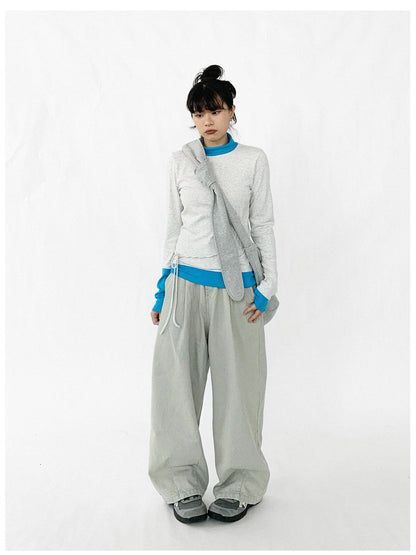 innomoood Contrast Trim Mock Neck Knit Base Layer