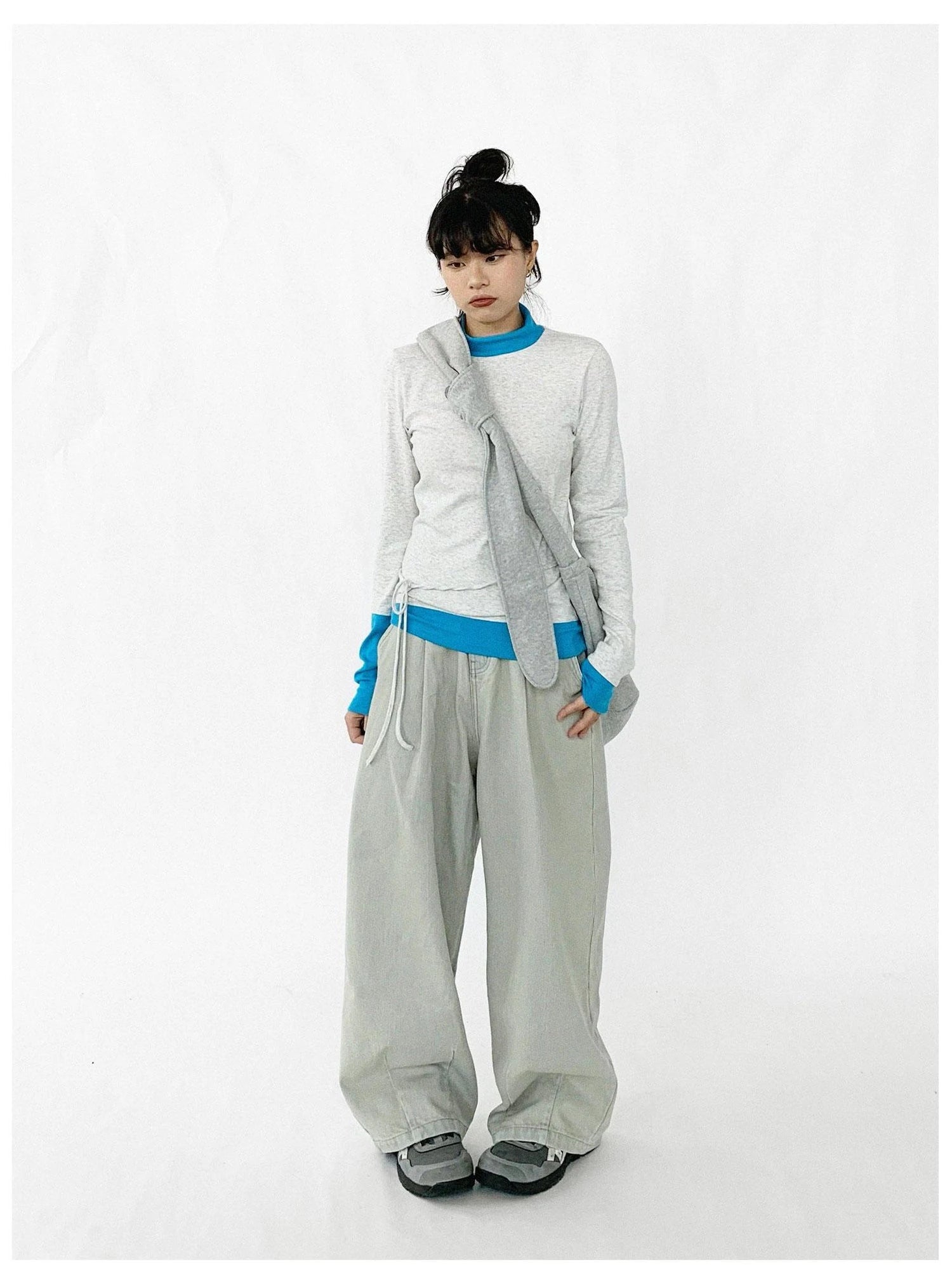 Contrast Trim Mock Neck Knit Base Layer