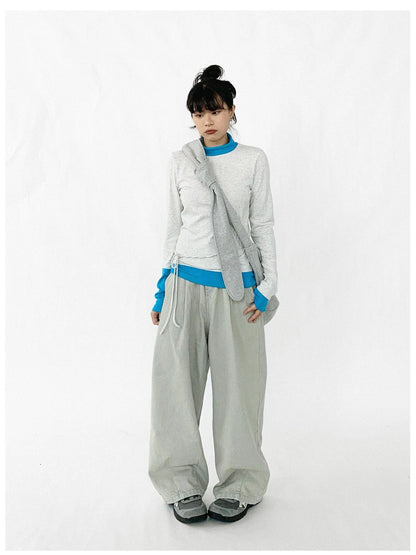 Contrast Trim Mock Neck Knit Base Layer