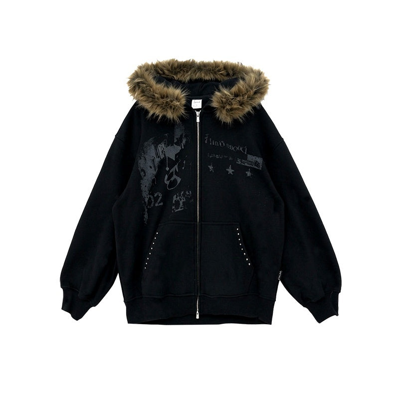 innomoood_Corner_Sticker_Print_Detachable_Fur_Collar_Rivet_Women&