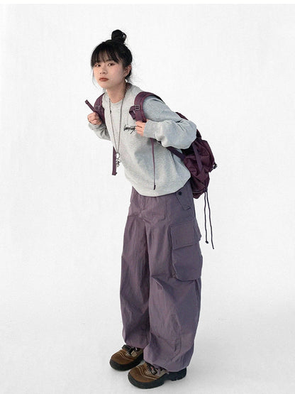 Cotton Elastic Sleeve Round Neck Embroidered Logo Sweatshirt