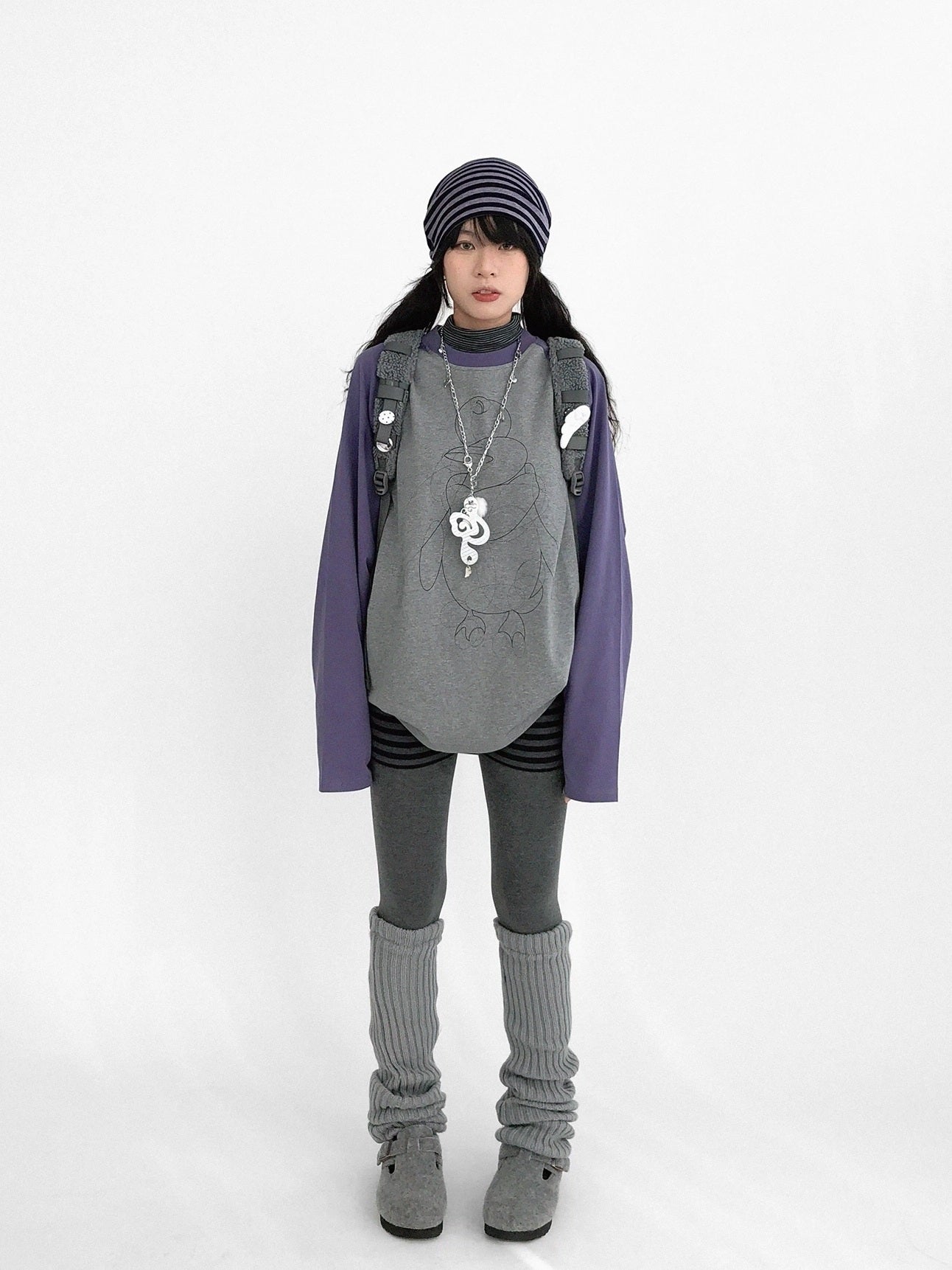 innomoood Cotton Printed Casual Loose Fit Unisex Cartoon Animal Long Sleeve T-Shirt