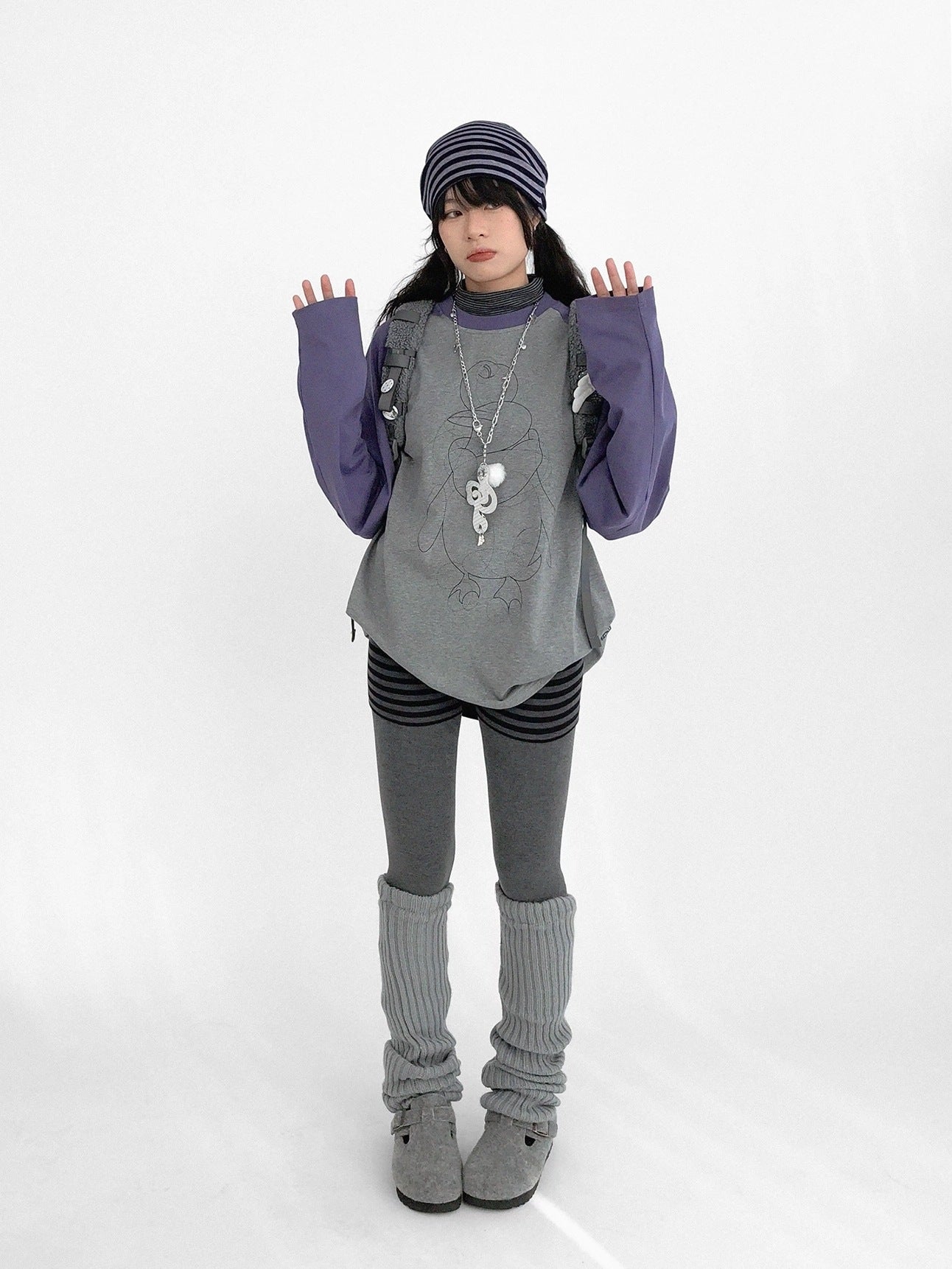 innomoood Cotton Printed Casual Loose Fit Unisex Cartoon Animal Long Sleeve T-Shirt