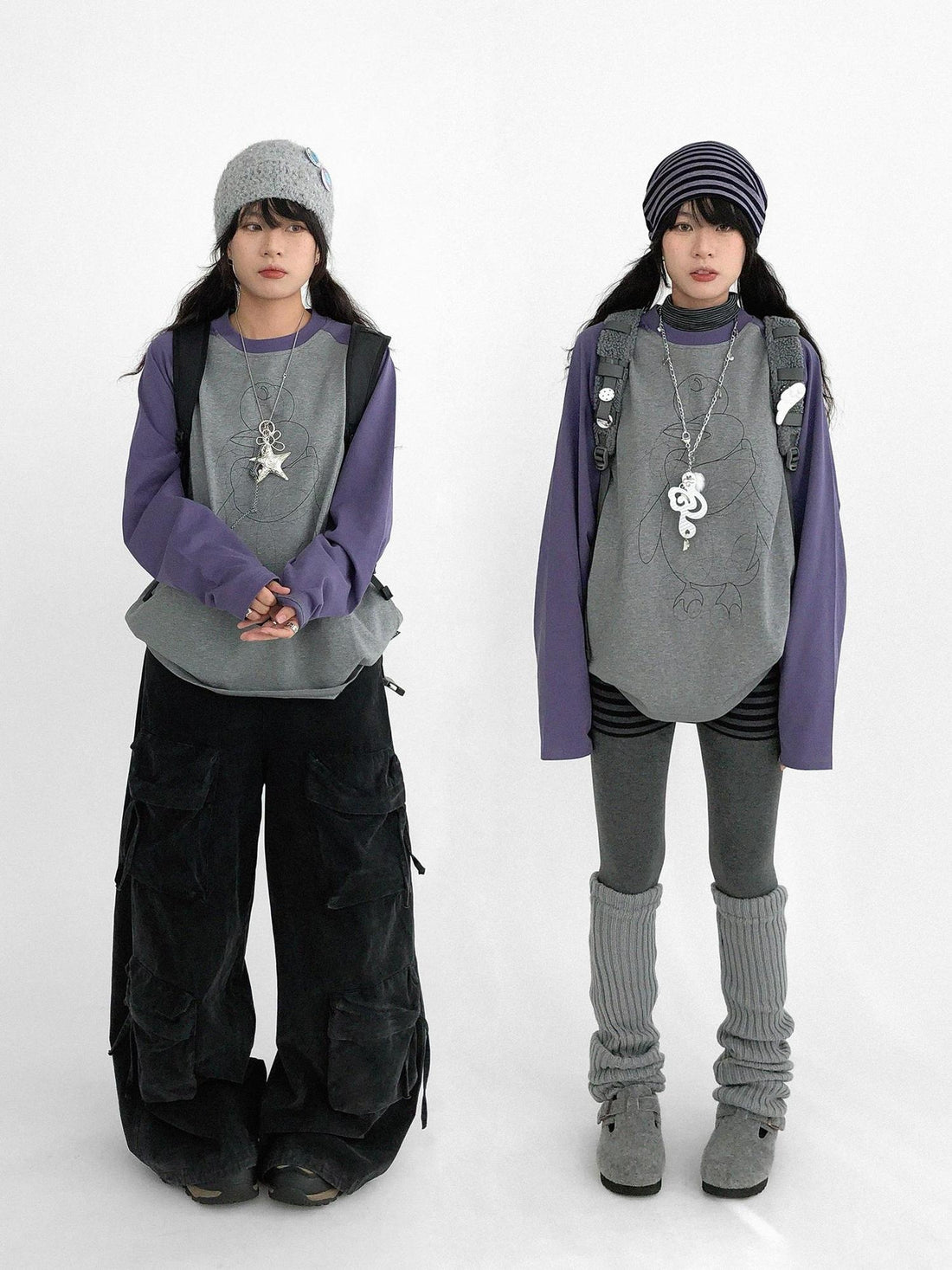 innomoood Cotton Printed Casual Loose Fit Unisex Cartoon Animal Long Sleeve T-Shirt