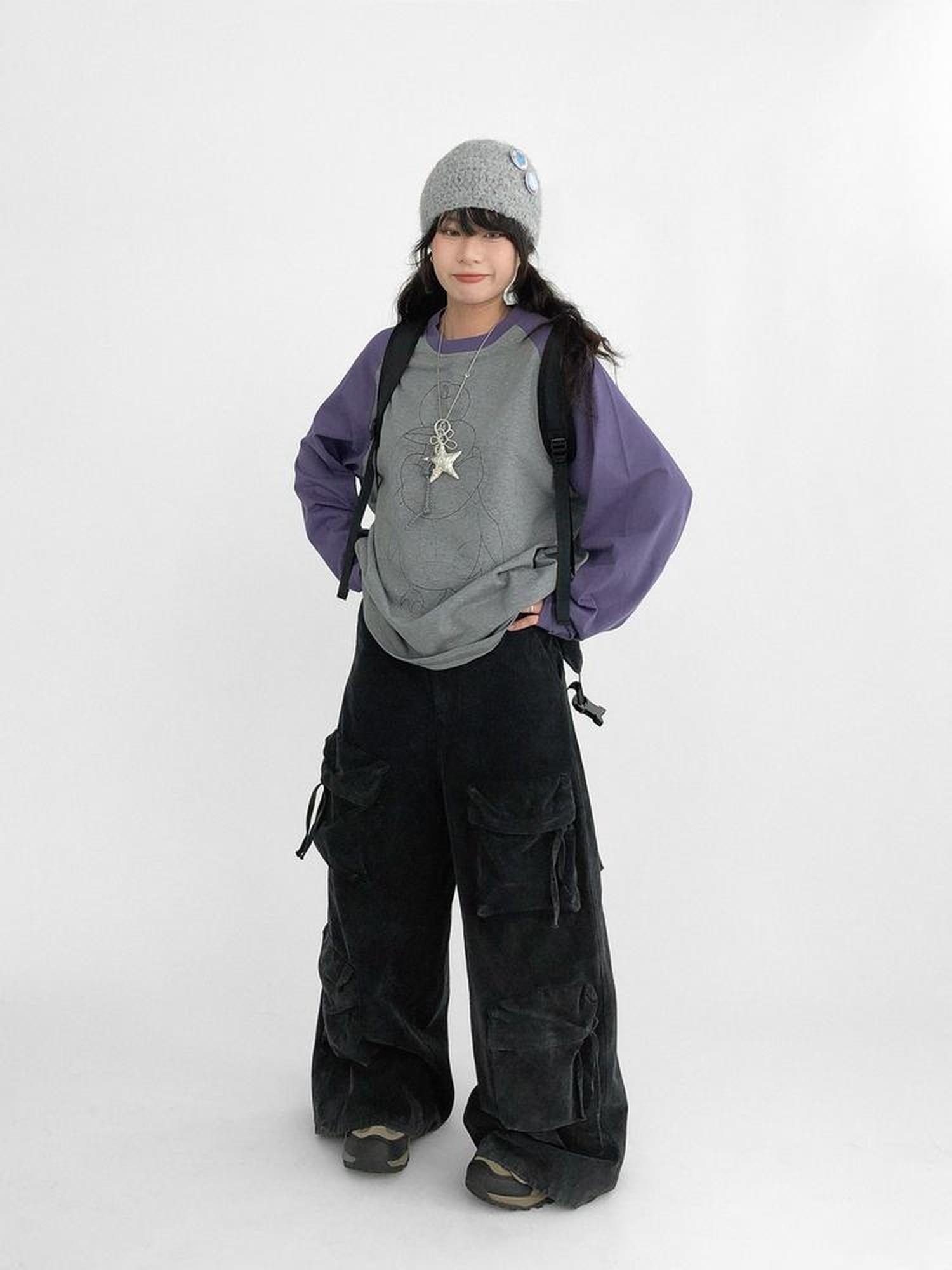 innomoood Cotton Printed Casual Loose Fit Unisex Cartoon Animal Long Sleeve T-Shirt