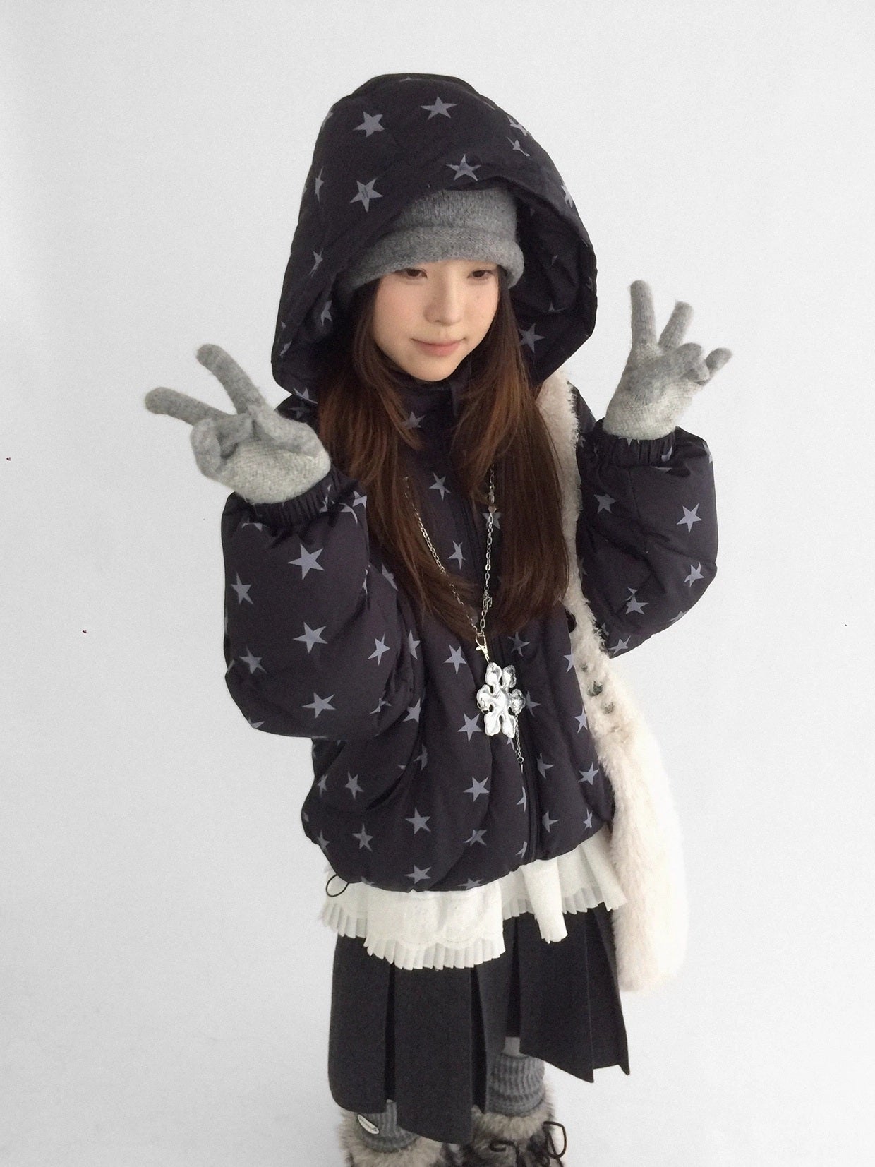 innomoood Cozy Insulated Oversized Stand Collar Zip Women Commuter Puffer Jacket