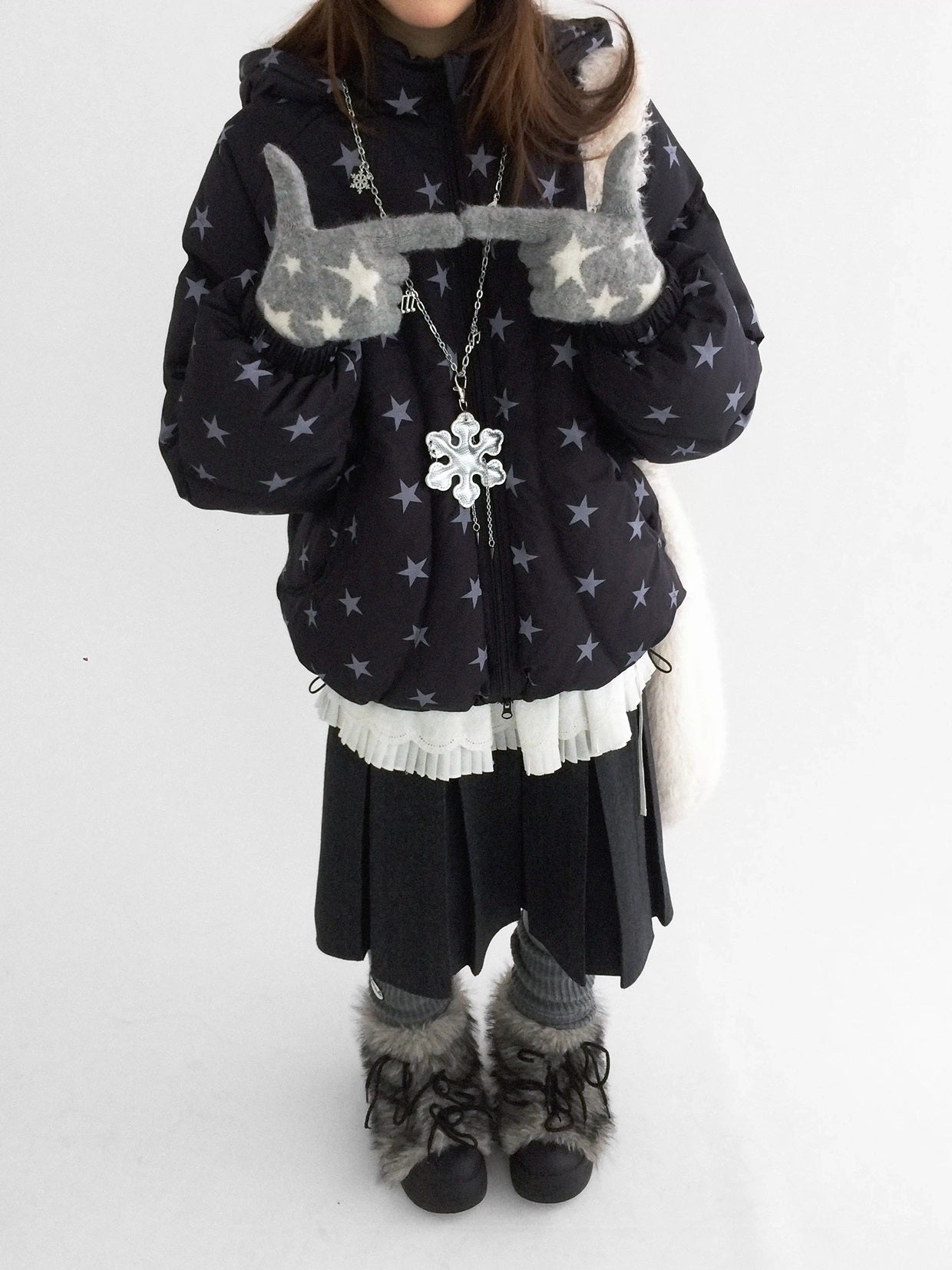 innomoood Cozy Insulated Oversized Stand Collar Zip Women Commuter Puffer Jacket