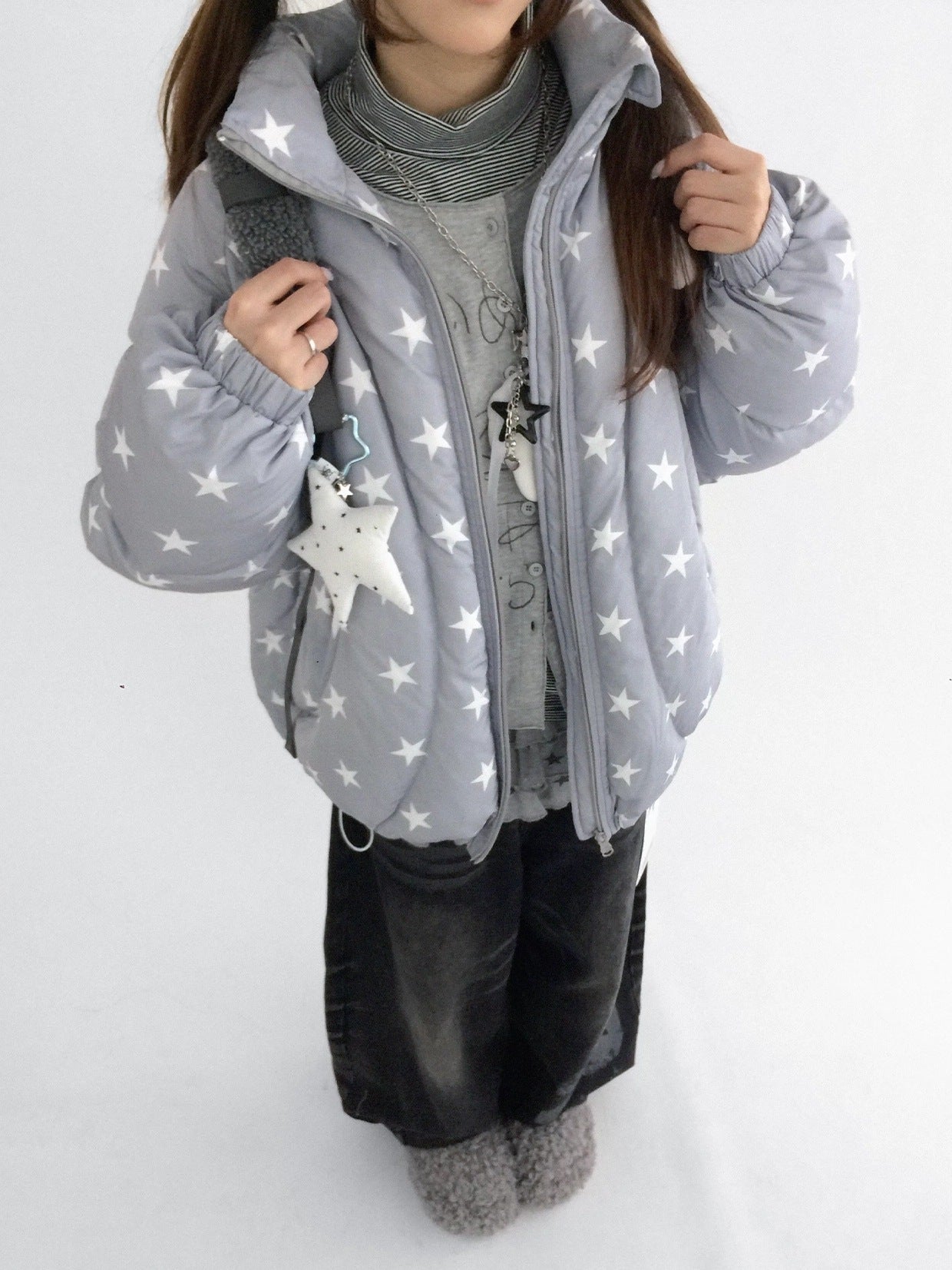 innomoood Cozy Insulated Oversized Stand Collar Zip Women Commuter Puffer Jacket