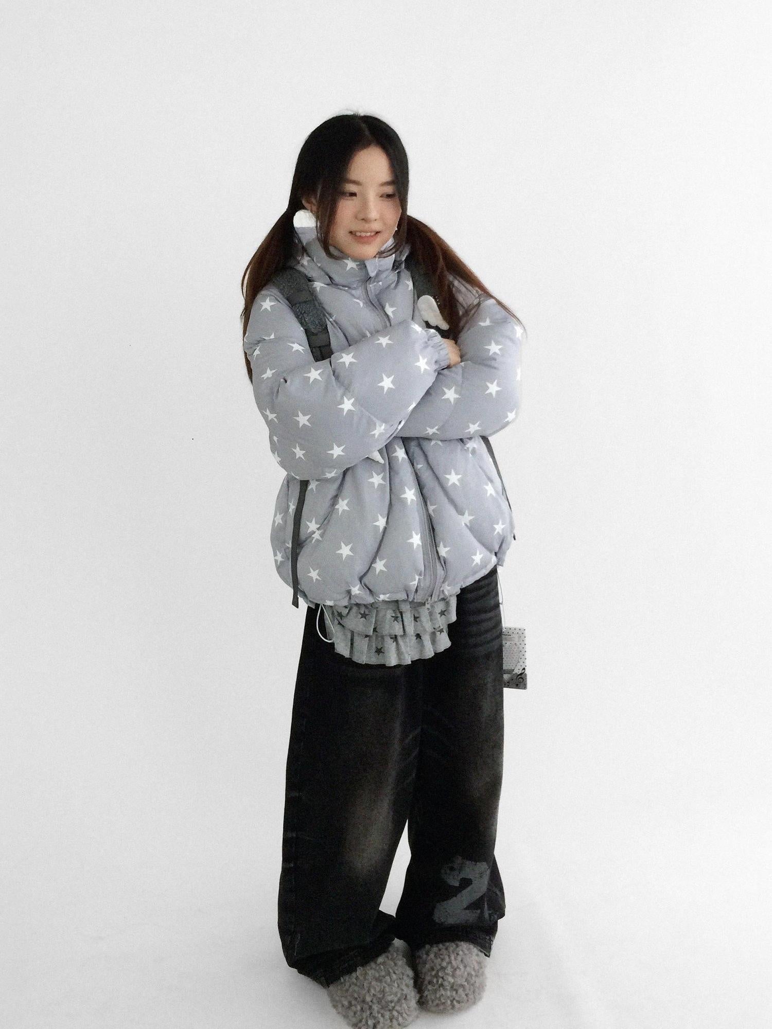 innomoood Cozy Insulated Oversized Stand Collar Zip Women Commuter Puffer Jacket