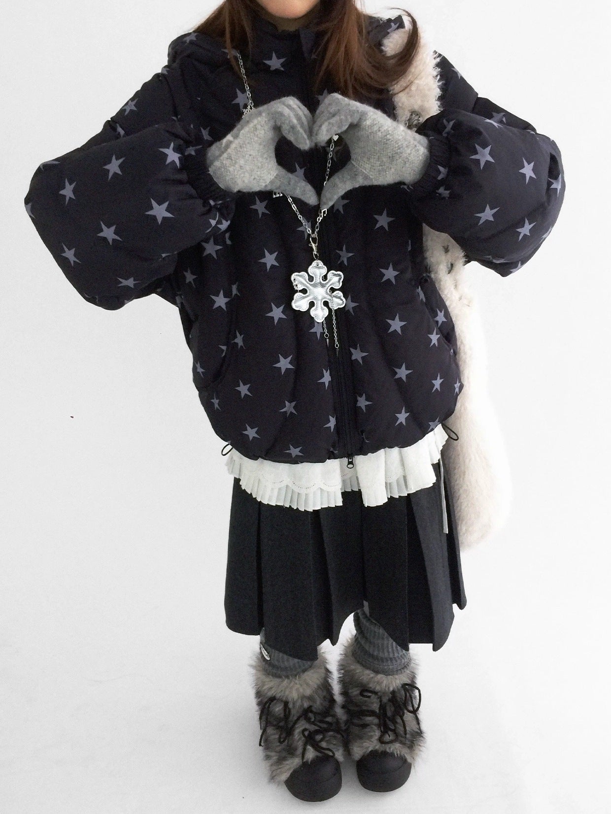 innomoood Cozy Insulated Oversized Stand Collar Zip Women Commuter Puffer Jacket