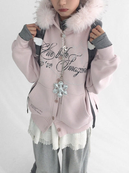 innomoood Cozy Loose Fit Hooded Cardigan Commuter Women Long Sleeve Button Hoodies