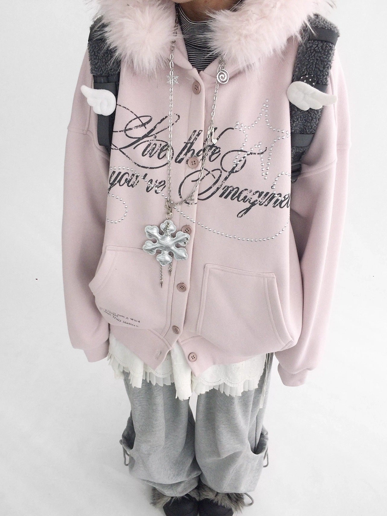 innomoood Cozy Loose Fit Hooded Cardigan Commuter Women Long Sleeve Button Hoodies