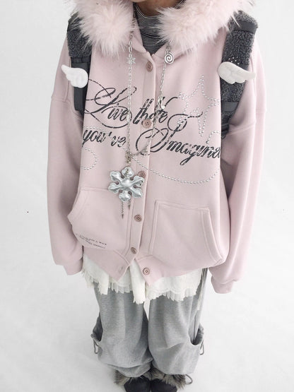 innomoood Cozy Loose Fit Hooded Cardigan Commuter Women Long Sleeve Button Hoodies